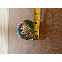 George Good Art Glass Iridescent Paperweight W/White Spots 2.25"H