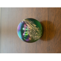 George Good Art Glass Iridescent Paperweight W/White Spots 2.25"H