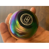 George Good Art Glass Iridescent Paperweight W/White Spots 2.25"H