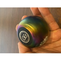 George Good Art Glass Iridescent Paperweight W/White Spots 2.25"H