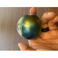 George Good Art Glass Iridescent Paperweight W/White Spots 2.25"H