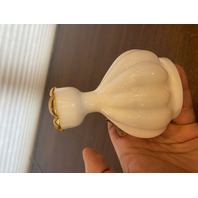 ANTIQUE Stevens & Williams White/Amber Art Glass Vase  W/Applied Cherry 4.5"H