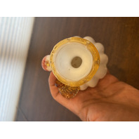 ANTIQUE Stevens & Williams White/Amber Art Glass Vase  W/Applied Cherry 4.5"H