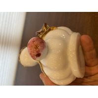 ANTIQUE Stevens & Williams White/Amber Art Glass Vase  W/Applied Cherry 4.5"H