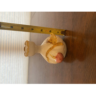 ANTIQUE Stevens & Williams White/Amber Art Glass Vase  W/Applied Cherry 4.5"H