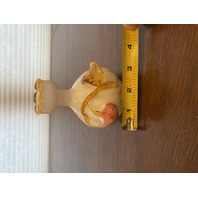 ANTIQUE Stevens & Williams White/Amber Art Glass Vase  W/Applied Cherry 4.5"H