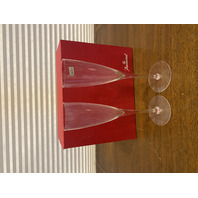 VTG BACCARAT Crystal "DOM PERIGNON" Champagne Flutes W/BOX 9.25"H SIGNED, FRANCE
