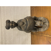 VTG LARGE Wood Carved African YORUBA Tribal OLUMEYE Offering Bowl 27.25"H