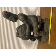 VTG LARGE Wood Carved African YORUBA Tribal OLUMEYE Offering Bowl 27.25"H