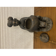 VTG LARGE Wood Carved African YORUBA Tribal OLUMEYE Offering Bowl 27.25"H