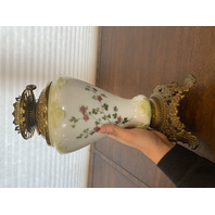 VTG Multicolored Floral Painted GWTW Oil Lamp 22"H