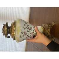 VTG Multicolored Floral Painted GWTW Oil Lamp 22"H