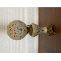 VTG Multicolored Floral Painted GWTW Oil Lamp 22"H