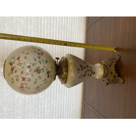 VTG Multicolored Floral Painted GWTW Oil Lamp 22"H