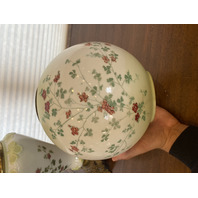 VTG Multicolored Floral Painted GWTW Oil Lamp 22"H