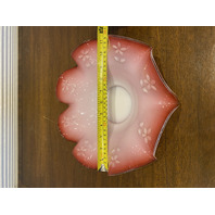 VTG Pink & White Floral Design Art Glass Brides Bowl 11"W