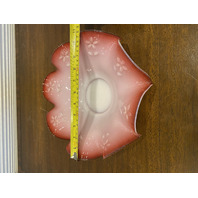 VTG Pink & White Floral Design Art Glass Brides Bowl 11"W