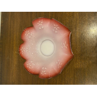 VTG Pink & White Floral Design Art Glass Brides Bowl 11"W