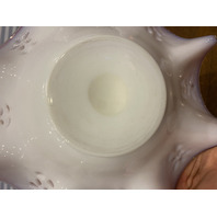 VTG Pink & White Floral Design Art Glass Brides Bowl 11"W