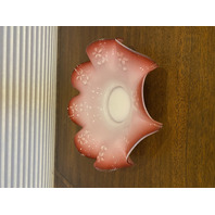 VTG Pink & White Floral Design Art Glass Brides Bowl 11"W