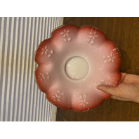 VTG Pink & White Floral Design Art Glass Brides Bowl 11"W