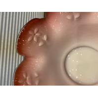 VTG Pink & White Floral Design Art Glass Brides Bowl 11"W