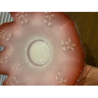 VTG Pink & White Floral Design Art Glass Brides Bowl 11"W