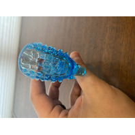 VTG FENTON Hobnail Blue Opalescent Cats Head Shoe/Slipper Figurine 5.5"L