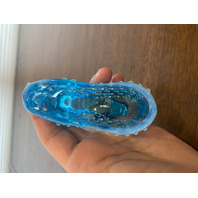 VTG FENTON Hobnail Blue Opalescent Cats Head Shoe/Slipper Figurine 5.5"L