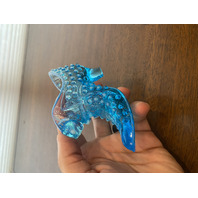 VTG FENTON Hobnail Blue Opalescent Cats Head Shoe/Slipper Figurine 5.5"L