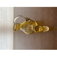 VTG Egermann Honey Amber Cut To Clear Glass Cruet Bottle W/Stopper 6"H