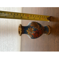 VTG JINGFA Chinese Cloisonn&eacute; On Brass Floral Vase W/Stand 5"H