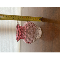 VTG Hobbs Brockunier Cranberry & Clear Inverted Thumbprint Glass Pitcher 5"H