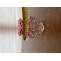 VTG Hobbs Brockunier Cranberry & Clear Inverted Thumbprint Glass Pitcher 5"H