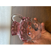 VTG Hobbs Brockunier Cranberry & Clear Inverted Thumbprint Glass Pitcher 5"H