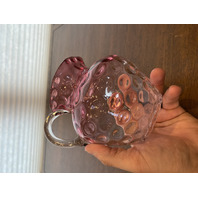 VTG Hobbs Brockunier Cranberry & Clear Inverted Thumbprint Glass Pitcher 5"H