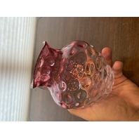 VTG Hobbs Brockunier Cranberry & Clear Inverted Thumbprint Glass Pitcher 5"H