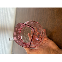 VTG Hobbs Brockunier Cranberry & Clear Inverted Thumbprint Glass Pitcher 5"H