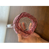 VTG Hobbs Brockunier Cranberry & Clear Inverted Thumbprint Glass Pitcher 5"H