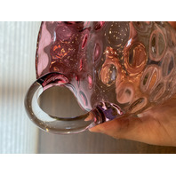 VTG Hobbs Brockunier Cranberry & Clear Inverted Thumbprint Glass Pitcher 5"H