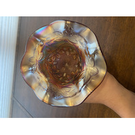 ANTIQUE FENTON Amethyst Iridescent Carnival BLACKBERRY BRAMBLE Compote 5"H