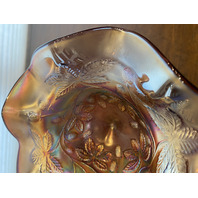 ANTIQUE FENTON Amethyst Iridescent Carnival BLACKBERRY BRAMBLE Compote 5"H