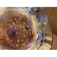 ANTIQUE FENTON Amethyst Iridescent Carnival BLACKBERRY BRAMBLE Compote 5"H