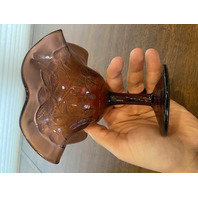 ANTIQUE FENTON Amethyst Iridescent Carnival BLACKBERRY BRAMBLE Compote 5"H