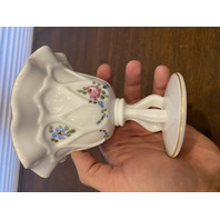 VTG Westmoreland Milk Glass Floral Painted Tri Foot Compote Bowl 5"H SIGNED