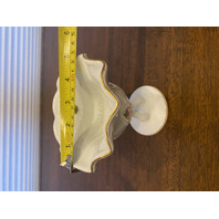 VTG Westmoreland Milk Glass Floral Painted Tri Foot Compote Bowl 5"H SIGNED