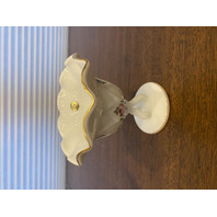 VTG Westmoreland Milk Glass Floral Painted Tri Foot Compote Bowl 5"H SIGNED