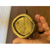 VTG CHINESE Raised Relief Bird On Branch Design Double Handled Brass Vase 6"H