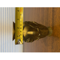 VTG CHINESE Raised Relief Bird On Branch Design Double Handled Brass Vase 6"H