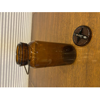 ANTIQUE TRADEMARK THE DANDY Dark Amber Fruit Jar PAT OCT 13TH 1885 8.75"H